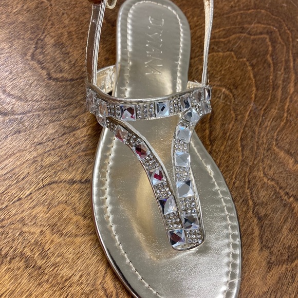 Gold flats sandals sparkle prom flat shoe formal - Picture 4 of 8